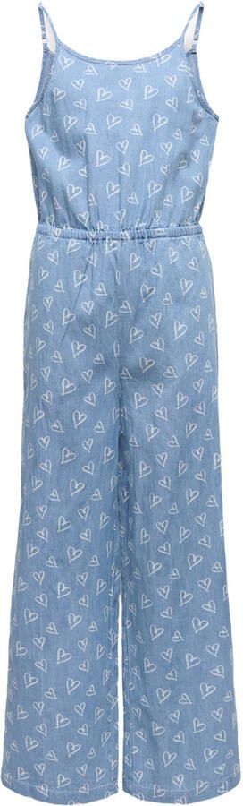 ONLY KIDS GIRL jumpsuit medium blue denim met hartjes
