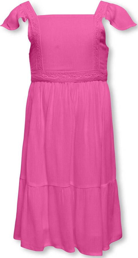 Only KIDS GIRL jurk KOGEVA fuchsia Roze Meisjes Katoen Vierkante hals Effen 116