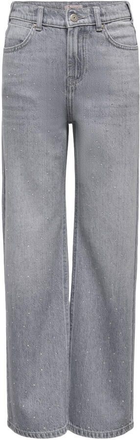 ONLY KIDS GIRL KOGCOBAIN wide leg jeans met strass-steentjes grijs