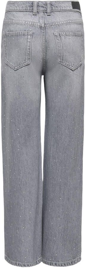 ONLY KIDS GIRL KOGCOBAIN wide leg jeans met strass-steentjes grijs - Foto 3
