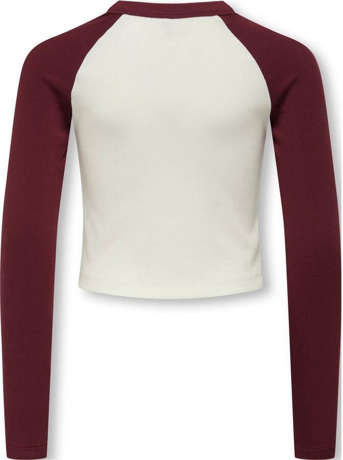 ONLY KIDS GIRL longsleeve donkerrood Meisjes Stretchkatoen Ronde hals Meerkleurig - Foto 2
