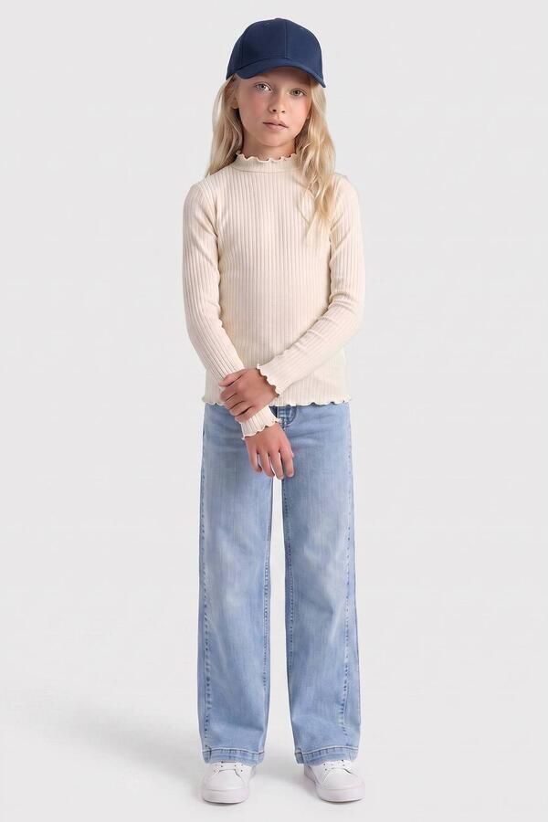 ONLY KIDS GIRL longsleeve ecru Meisjes Viscose Opstaande kraag Effen - Foto 2