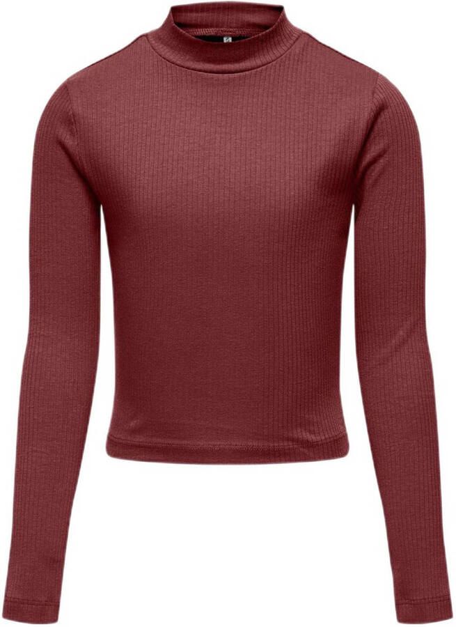 Only KIDS GIRL longsleeve KOGLINEA LIFE bruinrood Meisjes Stretchkatoen Opstaande kraag 134 140