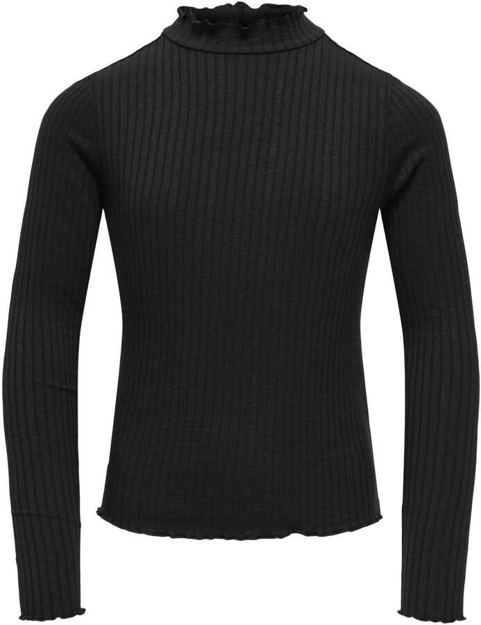 ONLY KIDS GIRL longsleeve met golvende afwerking zwart