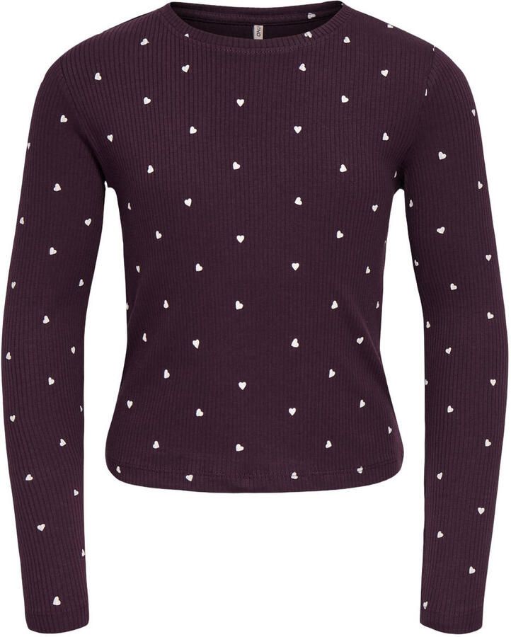 ONLY KIDS GIRL longsleeve met hartjes donkerrood