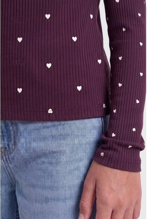ONLY KIDS GIRL longsleeve met hartjes donkerrood Meisjes Stretchkatoen Ronde hals - Foto 2