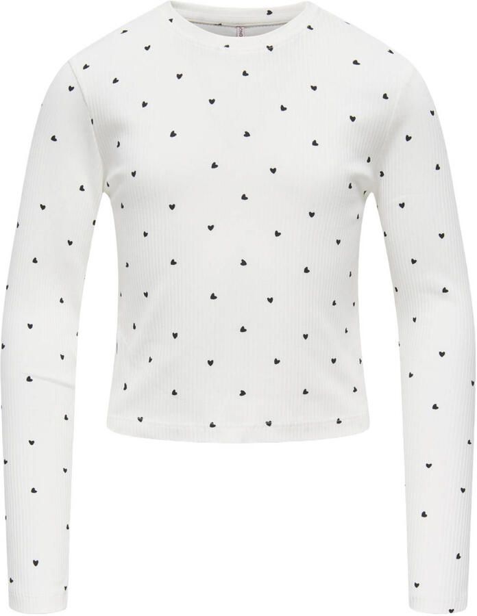 ONLY KIDS GIRL longsleeve met hartjes wit
