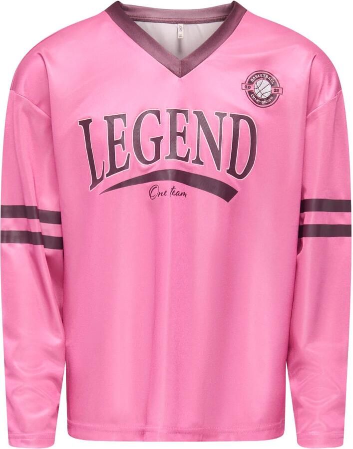 ONLY KIDS GIRL longsleeve met print roze Meisjes Polyester V-hals Printopdruk