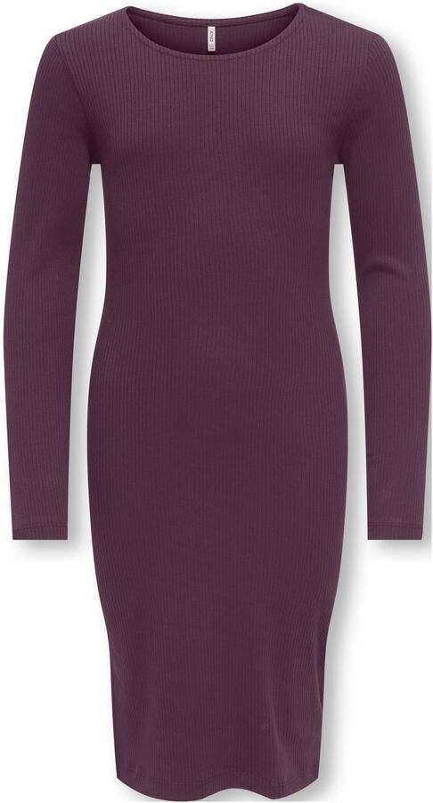ONLY KIDS GIRL midi jurk donkerrood Meisjes Stretchkatoen Ronde hals Effen