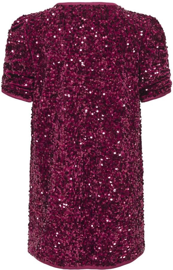 ONLY KIDS GIRL midi jurk met pailletten rood Meisjes Polyester Ronde hals - Foto 1
