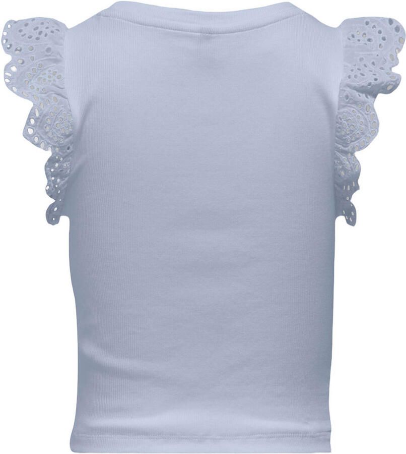 ONLY KIDS GIRL mouwloze top met broderie lichtblauw