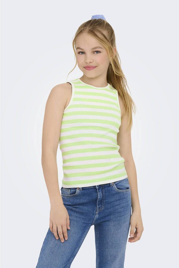 ONLY KIDS GIRL mouwloze top rib gebreid lichtgroen wit - Foto 2