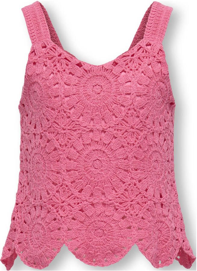 ONLY KIDS GIRL mouwloze top roze gehaakt
