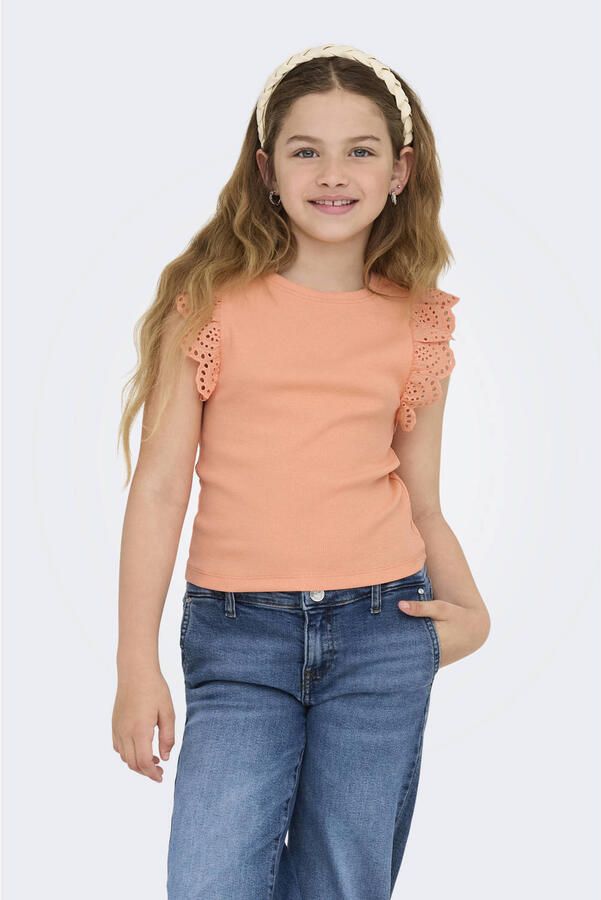 ONLY KIDS GIRL mouwloze top zalm broderie - Foto 2