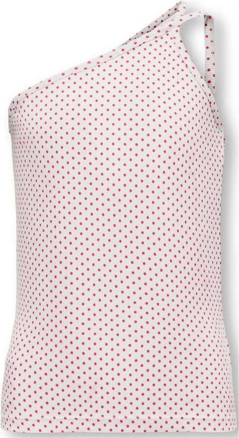 Only KIDS GIRL one shoulder top KOGVIOLA met stippen wit fuchsia Stip 146 152