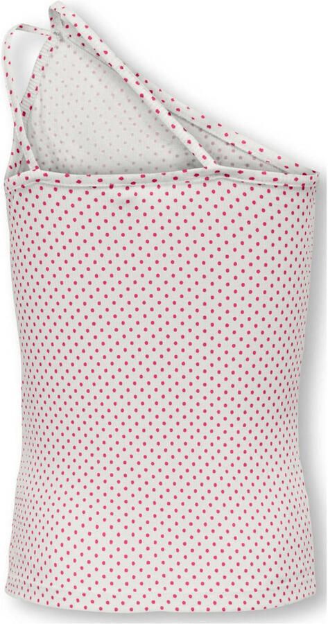 Only KIDS GIRL one shoulder top KOGVIOLA met stippen wit fuchsia Stip 146 152 - Foto 2