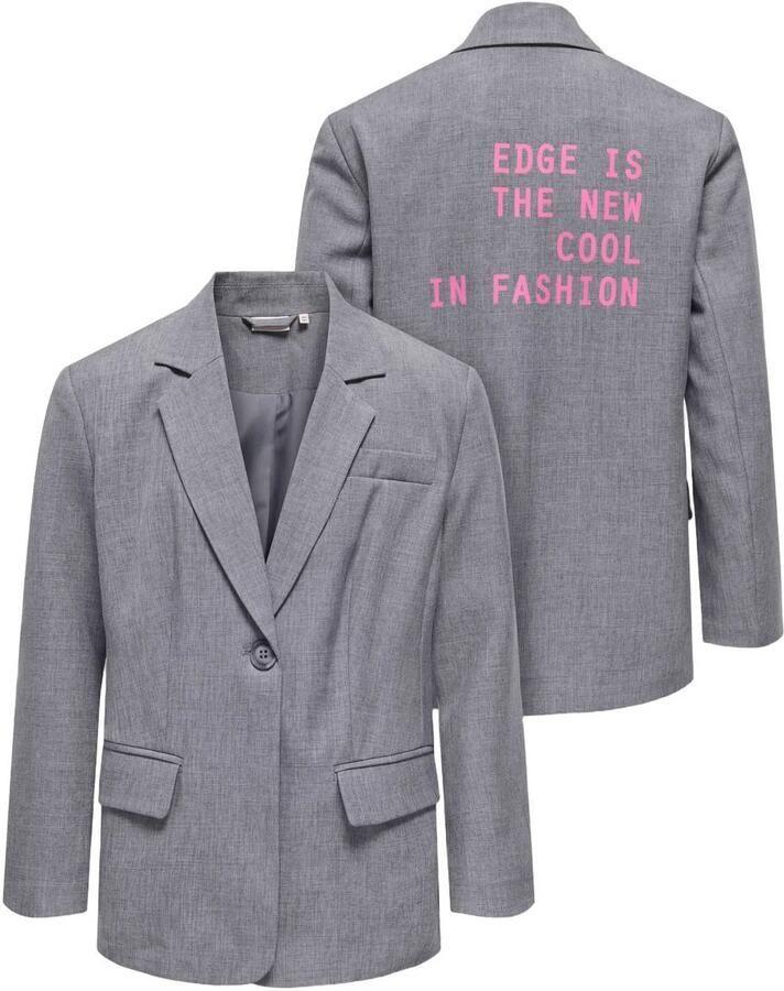 ONLY KIDS GIRL oversized blazer met backprint grijs Meisjes Polyester Reverskraag - Foto 2