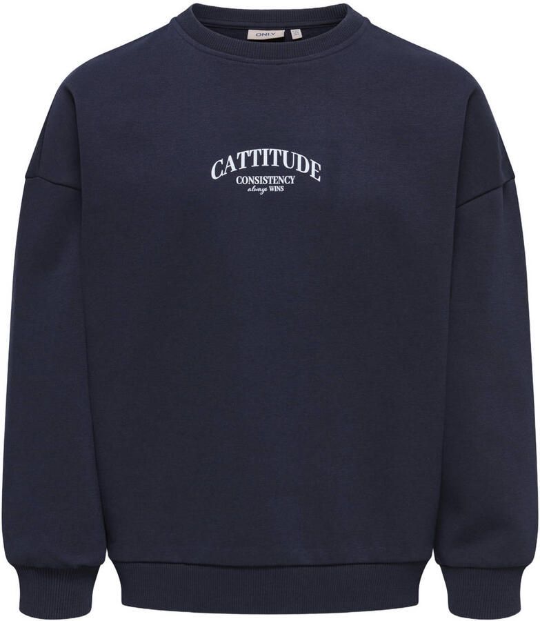 ONLY KIDS GIRL oversized gebreide sweater met backprint donkerblauw