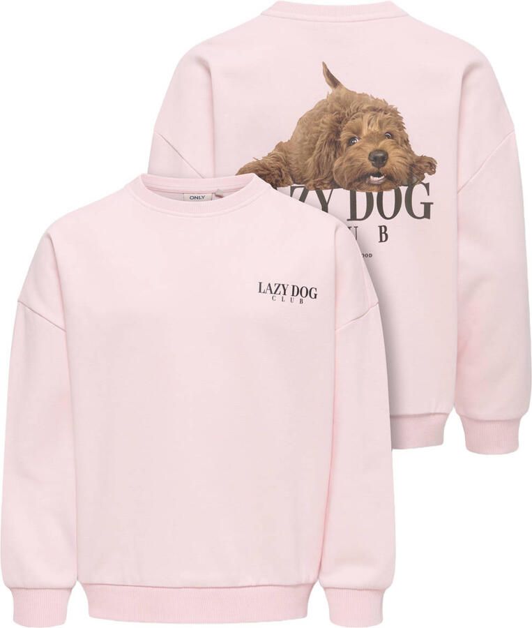 ONLY KIDS GIRL oversized gebreide sweater met backprint lichtroze - Foto 3