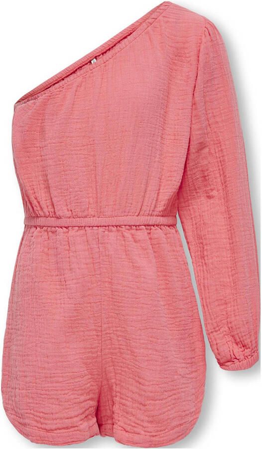 Only KIDS GIRL playsuit KOGTHYRA zalmroze Meisjes Katoen One shoulder Effen 128
