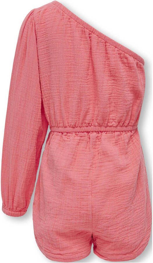 Only KIDS GIRL playsuit KOGTHYRA zalmroze Meisjes Katoen One shoulder Effen 128 - Foto 3