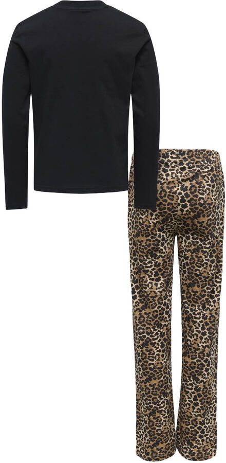 ONLY KIDS GIRL pyjama met panterprint bruin zwart - Foto 2