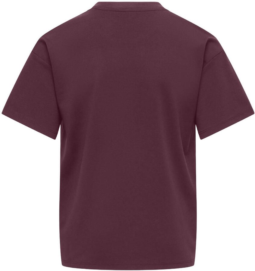 ONLY KIDS GIRL rechtvallend gebreide T-shirt met print donkerrood