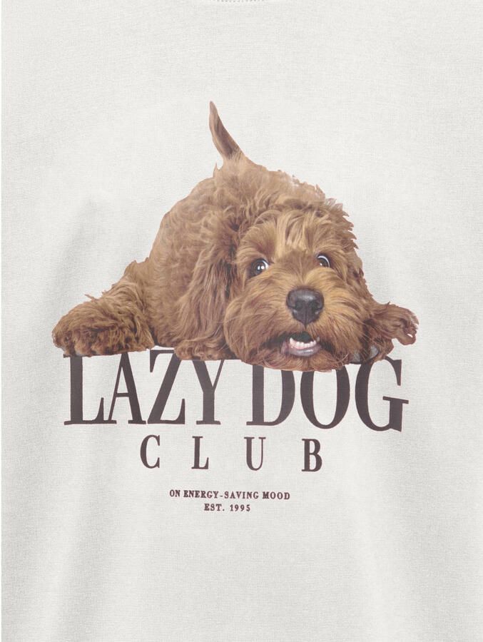 ONLY KIDS GIRL rechtvallend gebreide T-shirt met print wit - Foto 2