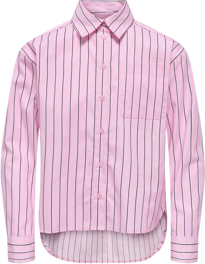 ONLY KIDS GIRL rechtvallende gestreepte blouse roze