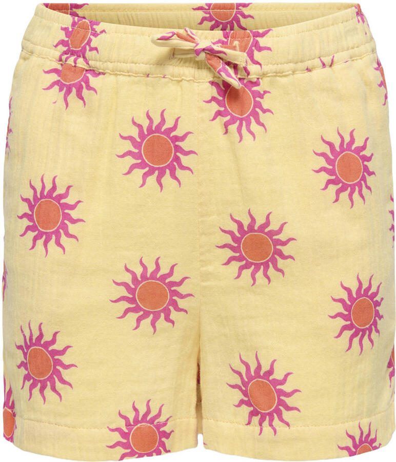 ONLY KIDS GIRL regular casual short geel Korte broek Meisjes Katoen All over print