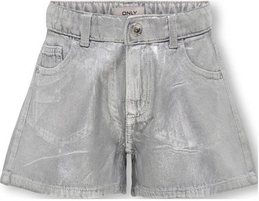 ONLY KIDS GIRL regular fit denim short met coating grey denim