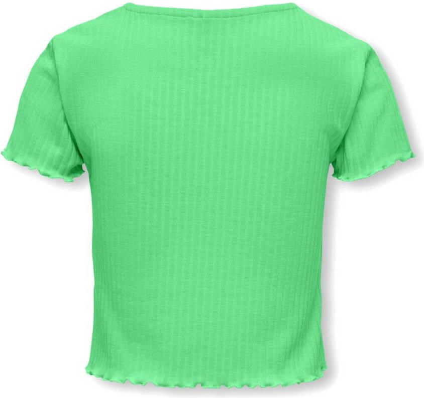 Only KIDS GIRL ribgebreid T-shirt KOGNELLA frisgroen Meisjes Polyester Ronde hals 134 140 - Foto 2