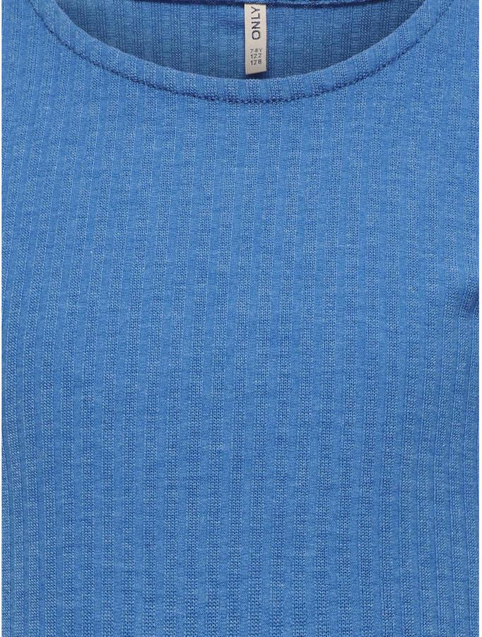 Only KIDS GIRL ribgebreid T-shirt KOGNELLA middenblauw Meisjes Polyester Ronde hals 146 152