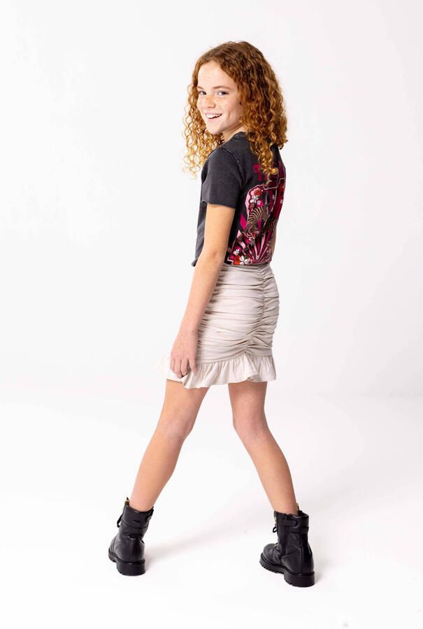 Only KIDS GIRL rok KOGKIRA met volant lichtzand Beige Meisjes Stretchkatoen 116