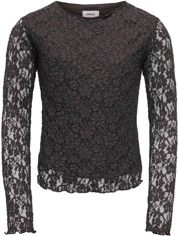 ONLY KIDS GIRL semi-transparante longsleeve donkerbruin