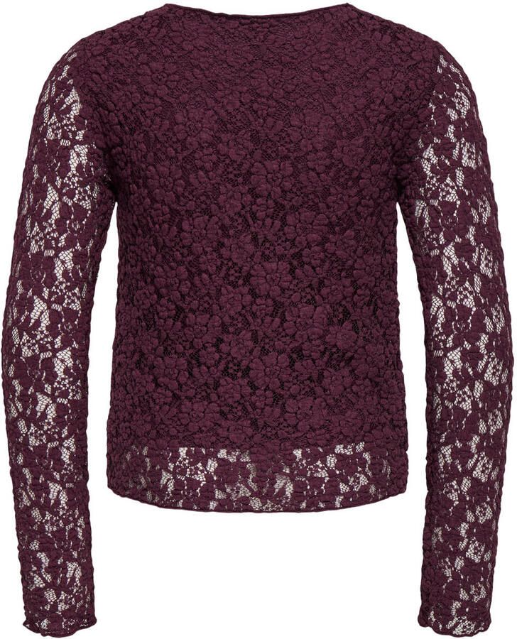 ONLY KIDS GIRL semi-transparante longsleeve donkerpaars