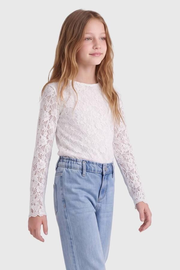 ONLY KIDS GIRL semi-transparante longsleeve wit - Foto 2