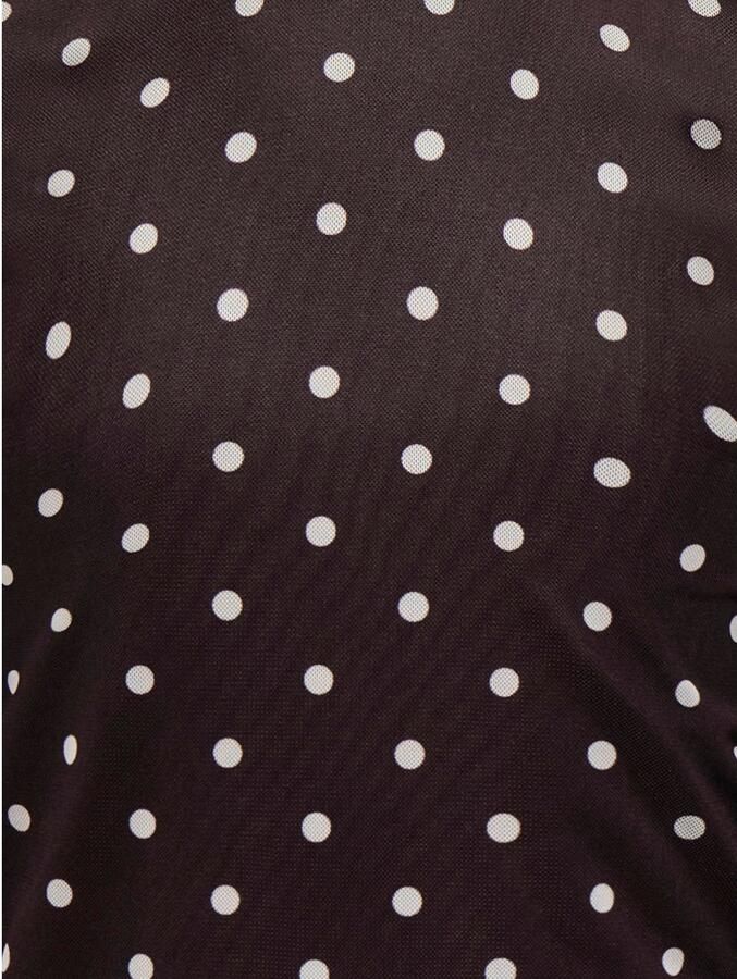 ONLY KIDS GIRL semi-transparante top met col en stippen donkerbruin Meisjes Polyester Opstaande kraag