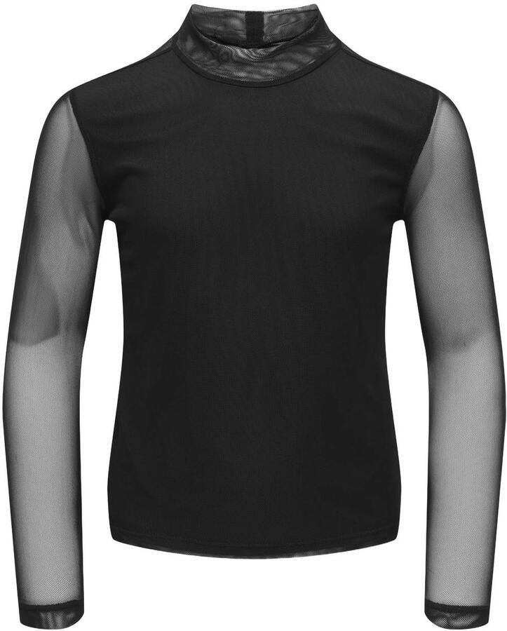 ONLY KIDS GIRL semi-transparante top met col zwart
