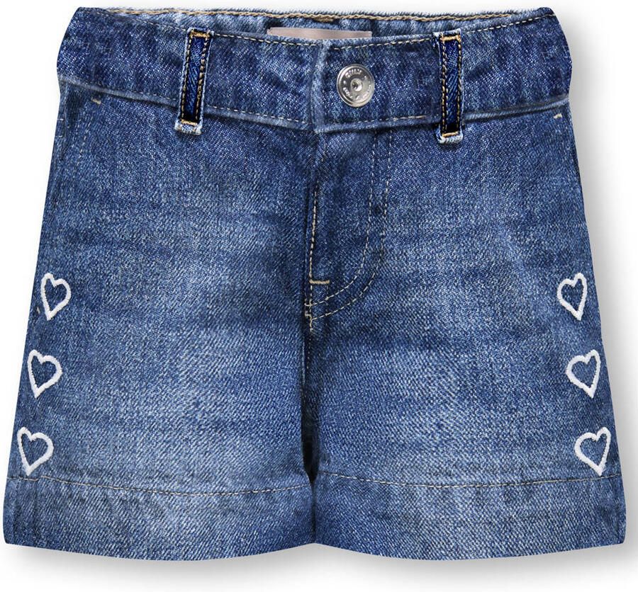 ONLY KIDS GIRL short met hartjes medium blue denim