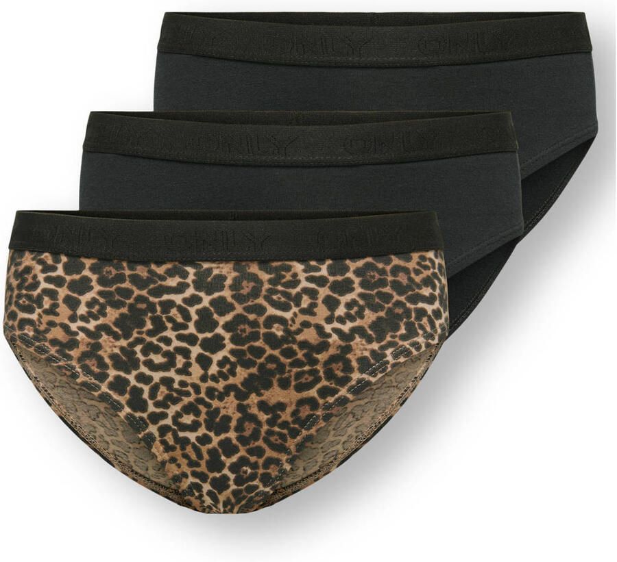 ONLY KIDS GIRL slip bruin zwart (set van 3)