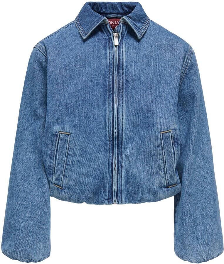ONLY KIDS GIRL spijkerjas middelblauw Meisjes Denim Klassieke kraag Effen