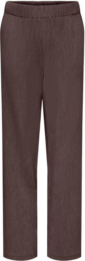ONLY KIDS GIRL straight casual broek met textuur donkerbruin