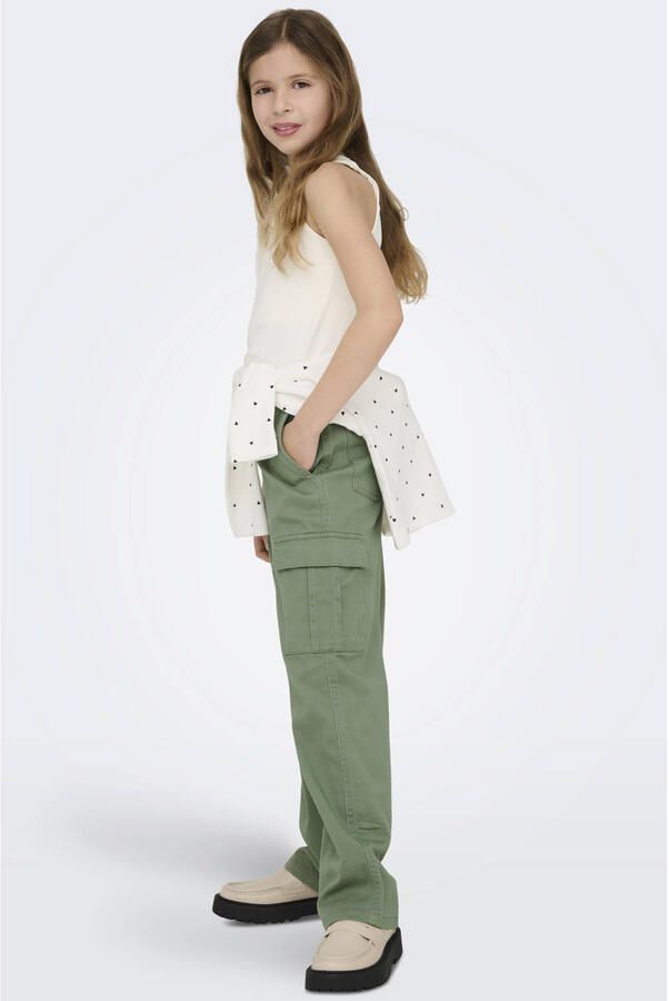 Only KIDS GIRL straight fit cargobroek KOGYARROW zachtgroen Meisjes Stretchkatoen 164 - Foto 3