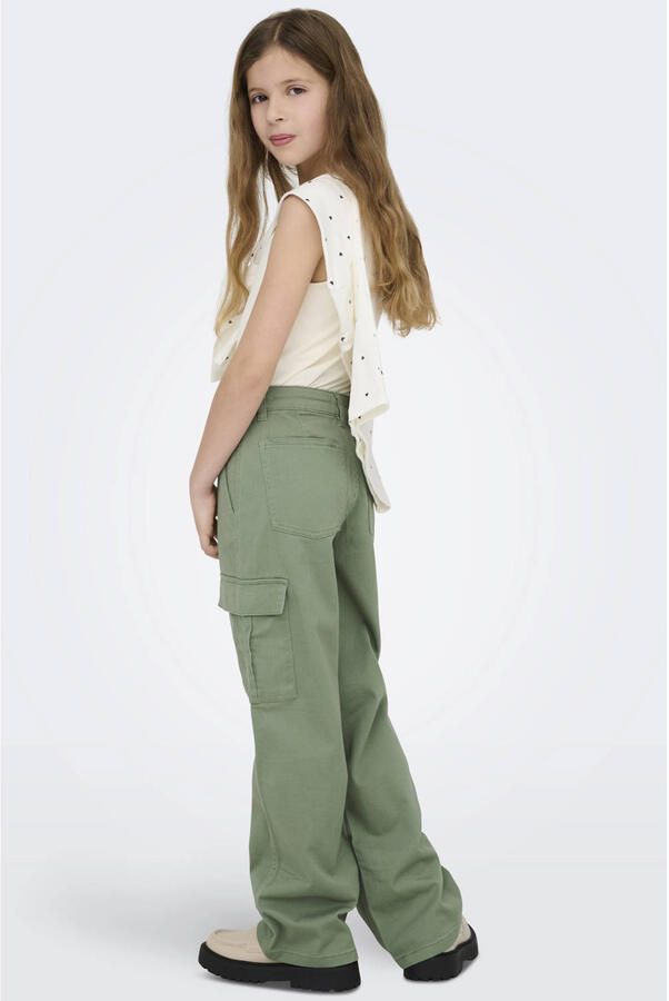 Only KIDS GIRL straight fit cargobroek KOGYARROW zachtgroen Meisjes Stretchkatoen 164 - Foto 4