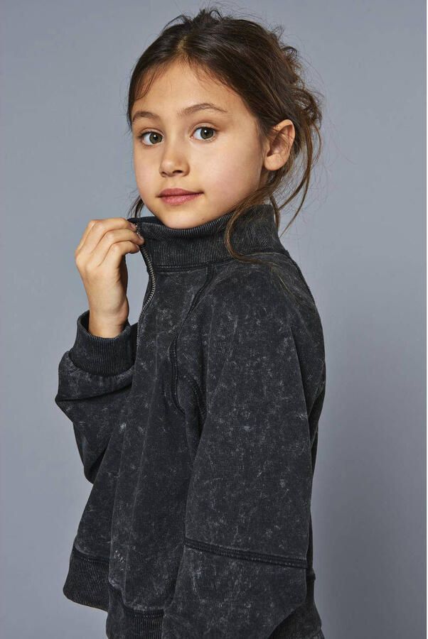 Only KIDS GIRL sweater KOGDONNA verwassen zwart Effen 158 164