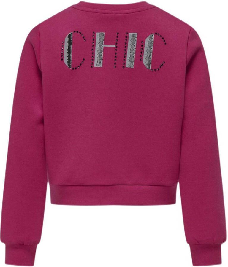 ONLY KIDS GIRL sweater KOGMAYRA met backprint donker fuchsia