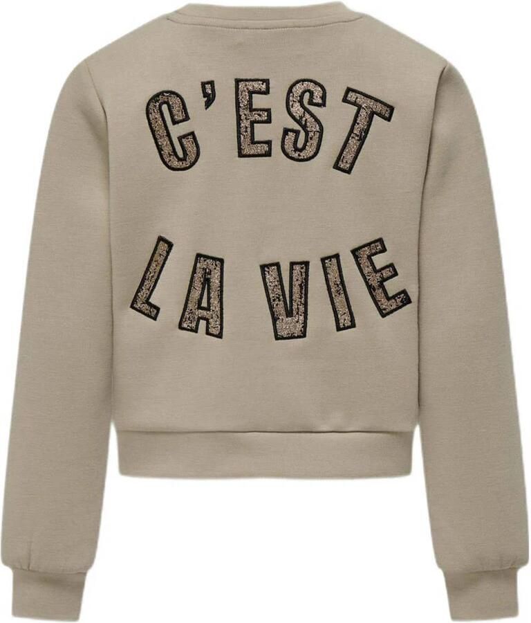 ONLY KIDS GIRL sweater KOGMAYRA met backprint lichtzand