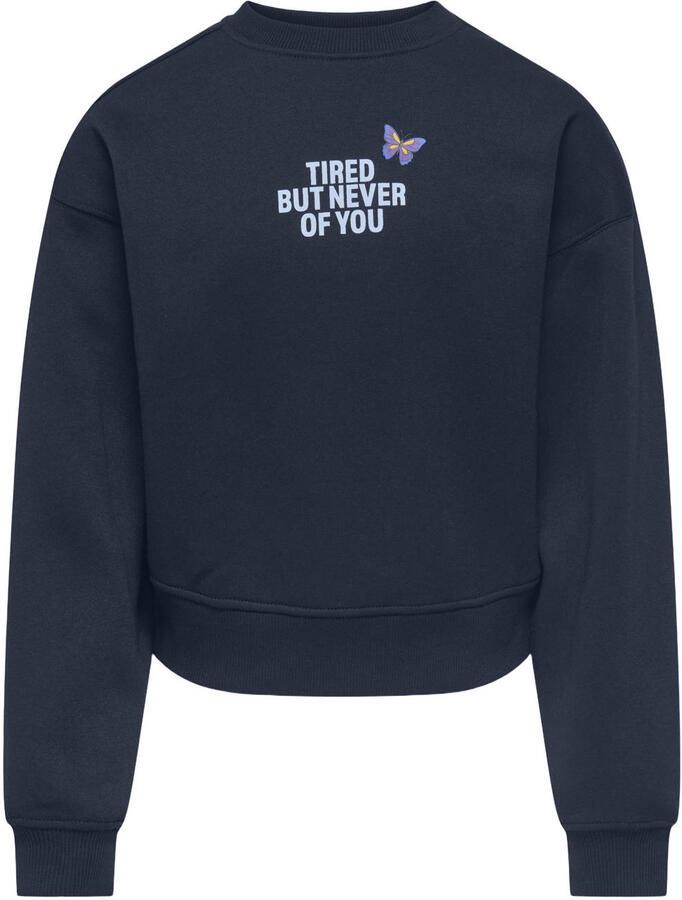 ONLY KIDS GIRL sweater met backprint donkerblauw