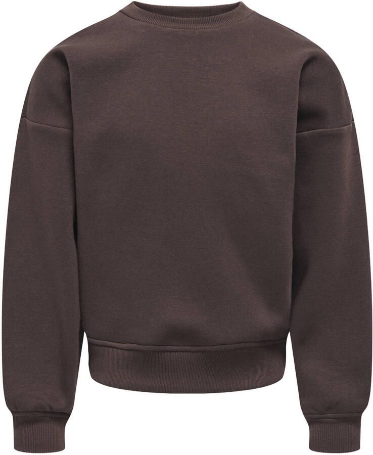 ONLY KIDS GIRL sweater met backprint donkerbruin